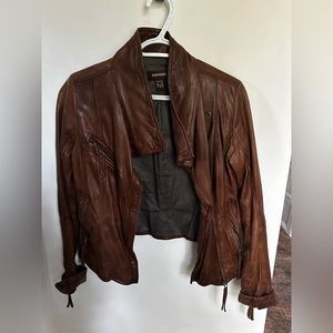 Danier Brown Leather Jacket in size 2xsmall